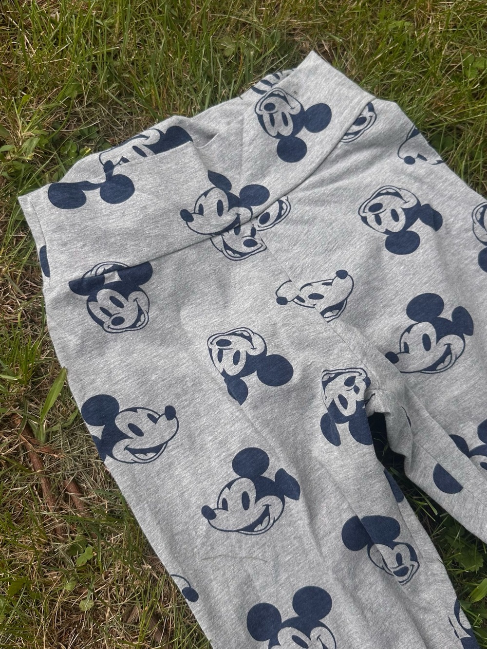 Official Disney Mickey Mouse Cotton Blend Heather Grey & Navy Legging in Size Sm